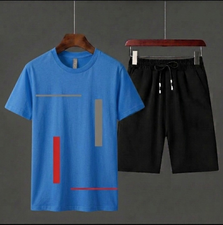 Pack of 2 Tracksuit 1 PCs shirt & 1 PCs short  HY Boutique Men's Summer shirt & Shorts Tracksuit Set �Lightweight & Comfortable Casual Wear (Size Medium)