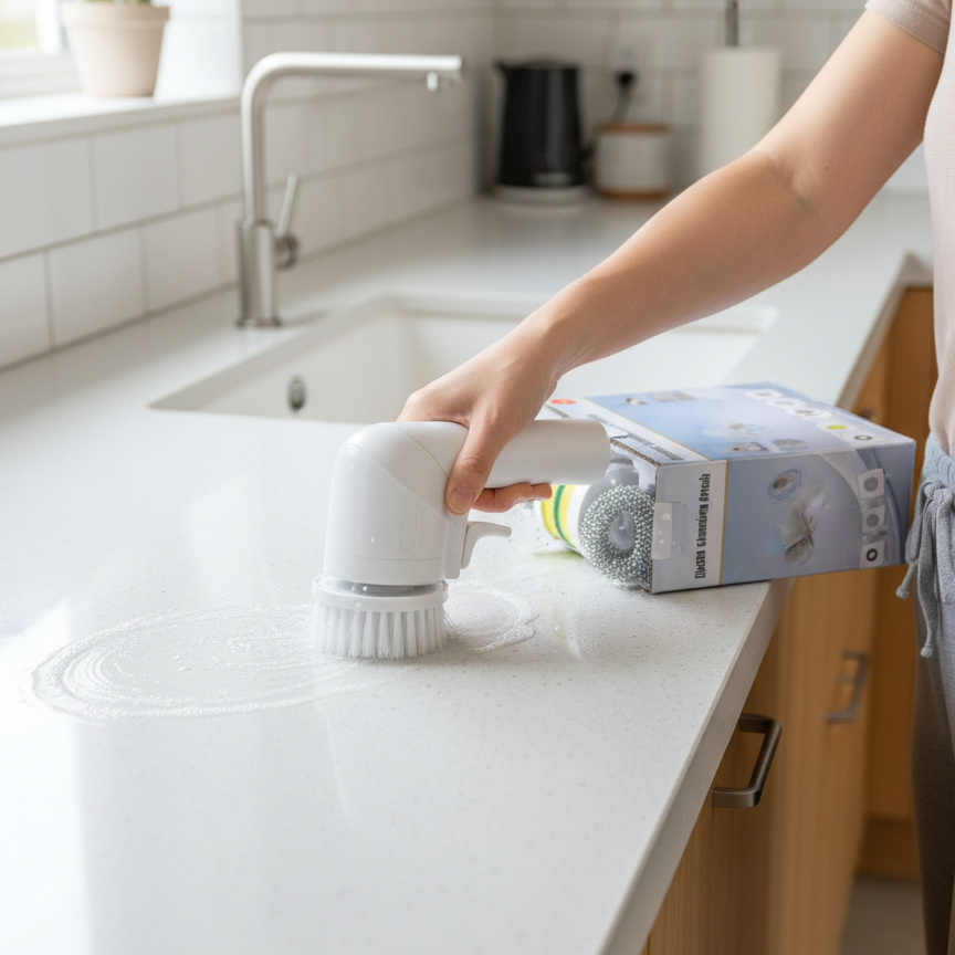 Electric Cleaning Brush With Multiple Attachments For Efficient Home Cleaning �360? Rotating Scrubber With Sponge, Brush, And Steel Wool Heads