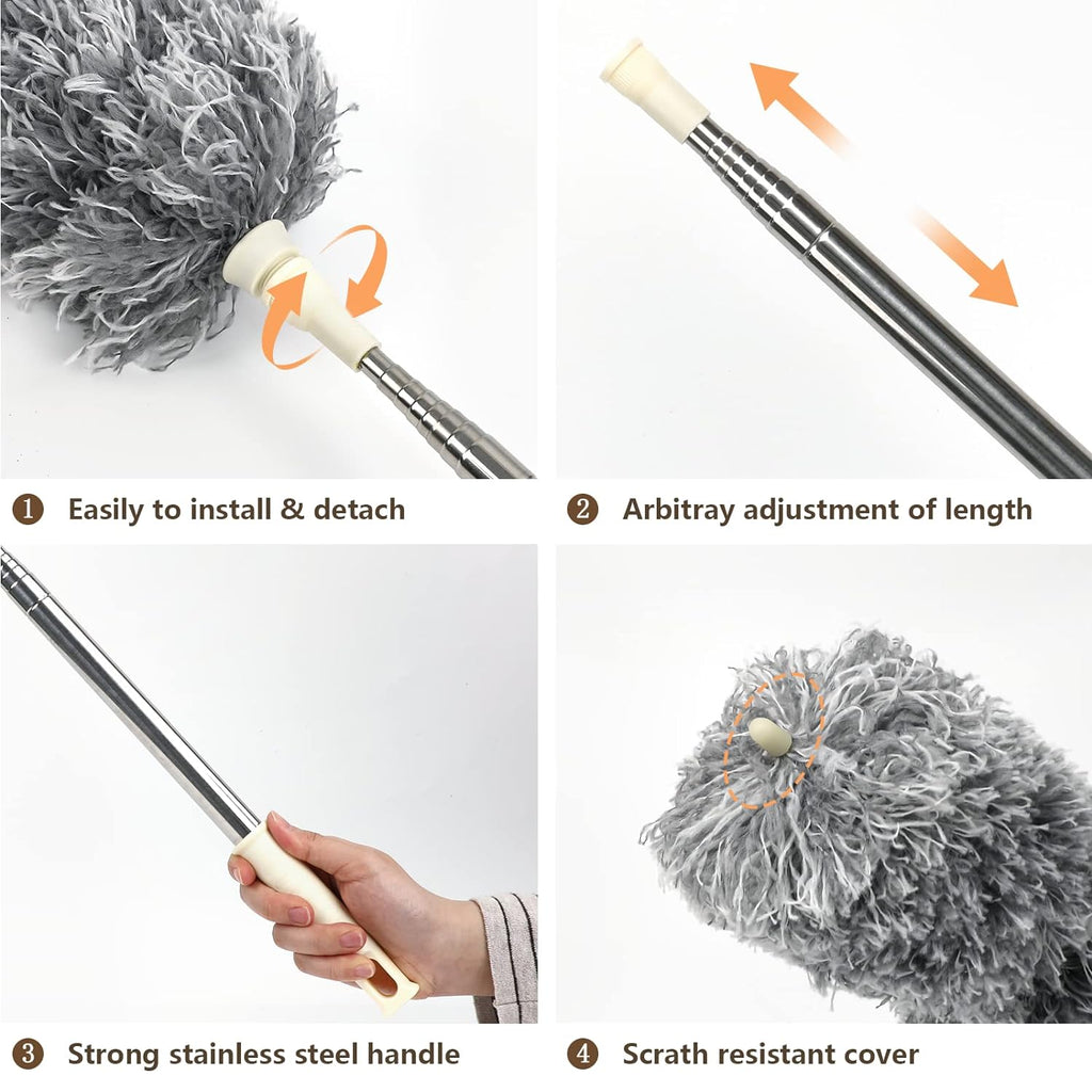 Grey Flexible Microfiber Duster �Bendable Long Reach Cleaning Brush for Home & Office