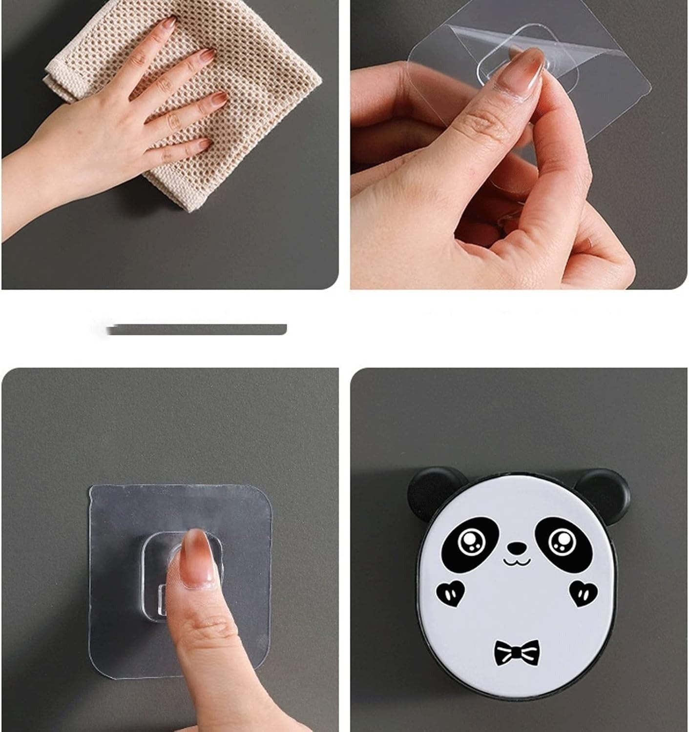 Wall Mounted Cute Panda Soap Dish Holder  �Punch-Free Plastic Soap Box Rack for Bathroom & Kitchen Storage (Random color)