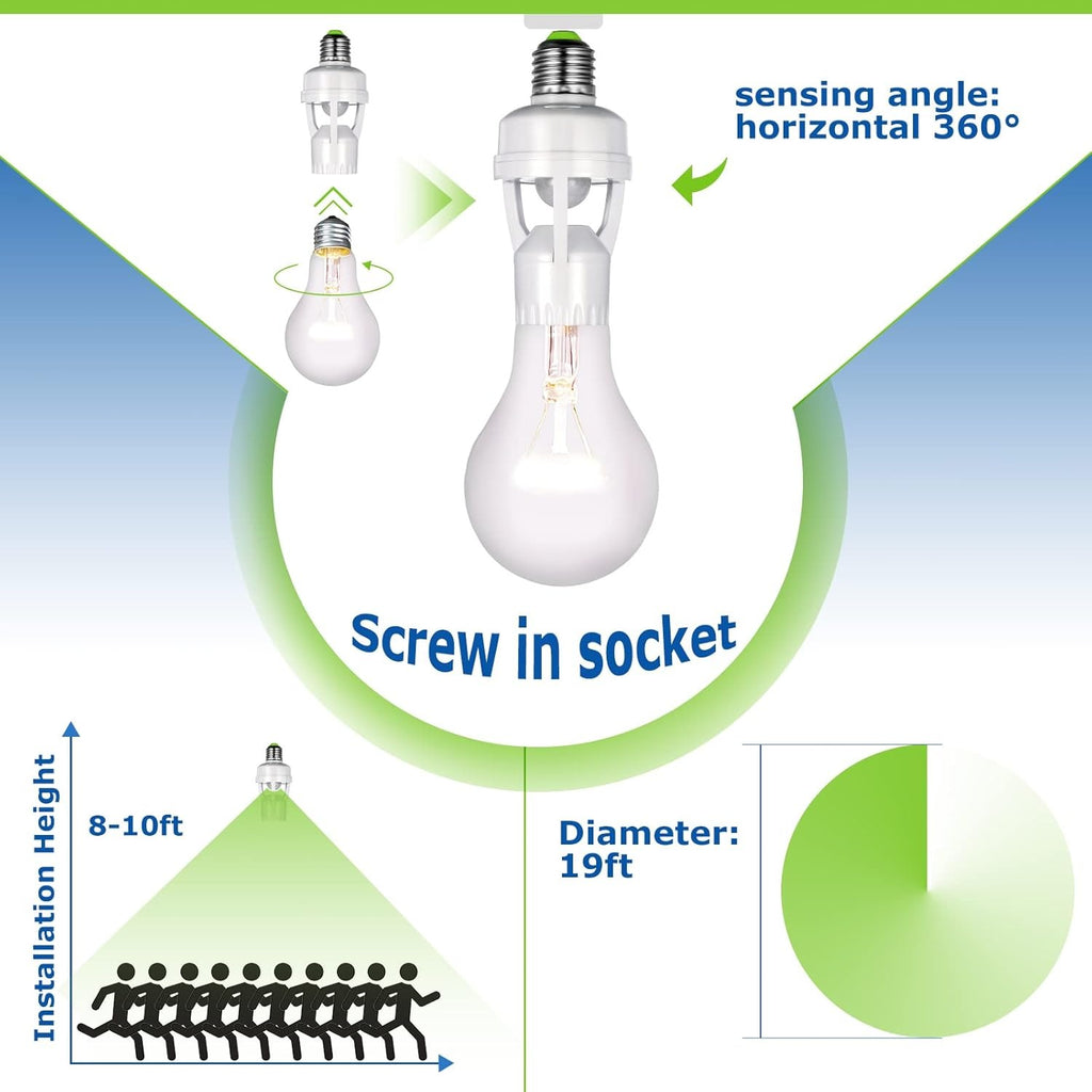Infrared Motion Sensor Lamp Holder �360? Smart Light Socket with Automatic On/Off Detection