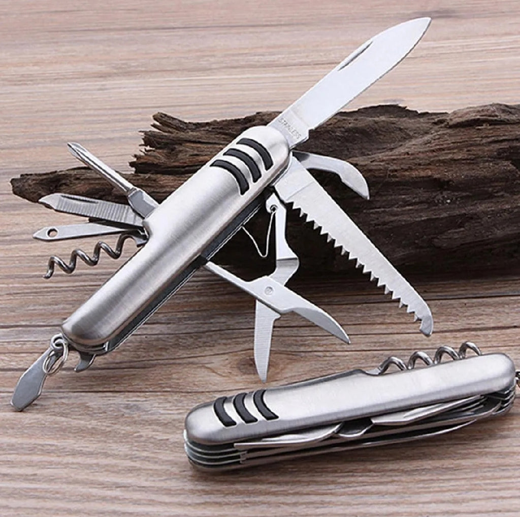 7 In 1 Multifunctional Metal Keychain Stainless Steel Travel Tool With Good Finishing