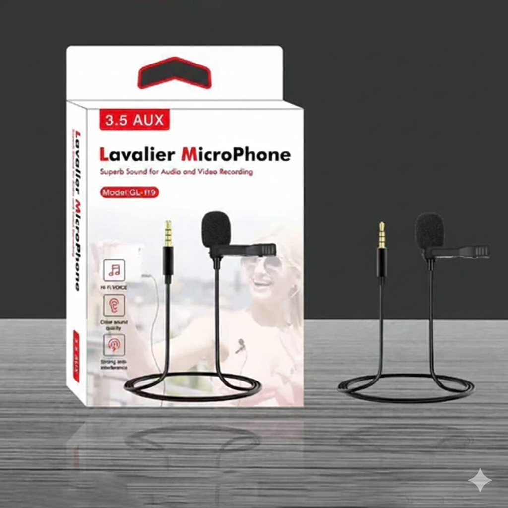 Professional Tiktok3.5 AUX Microphone Micro-Cravate Mic Lavalier Single Mic -Black