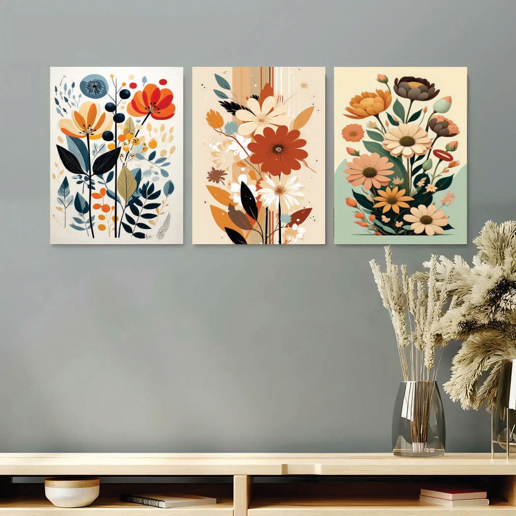 Set of 3 Premium Wall Art Photo Tiles �Modern Home Decor Sets  8x11