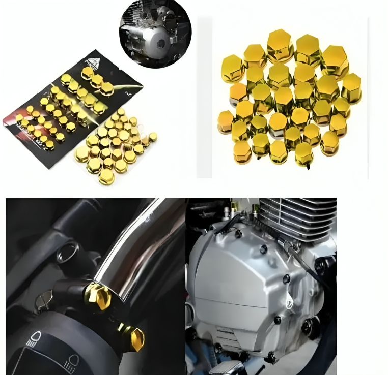 Bike Motorcycle Fancy Nut Bolt Cover �Universal Fit (Plastic, Random-Color)