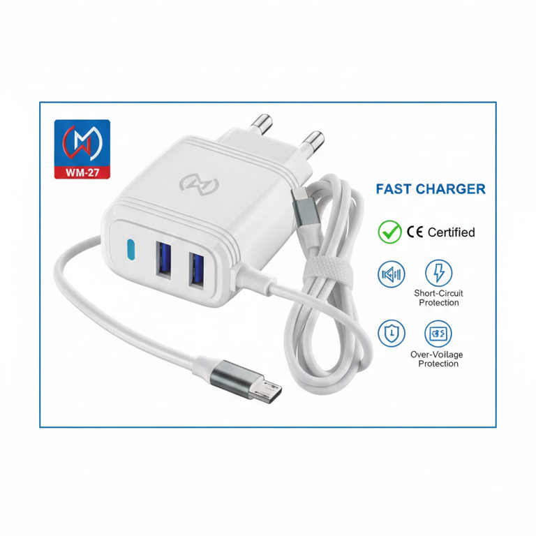 WM 27 3.1A Fast Micro USB Charger with Dual USB Ports �Cable & Adapter by WM