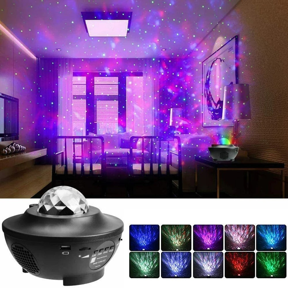 USB Starry Projector Light | Ocean Wave & Star Sky Night Lamp With Bluetooth Speaker