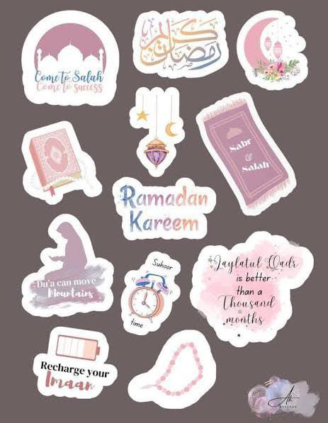 Ramadan Mubarak Sticker Pack �12 Uncut Decorative Stickers