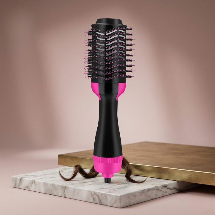 3-in-1 Hot Air Brush �Professional One-Step Hair Dryer, Straightener, and Curler