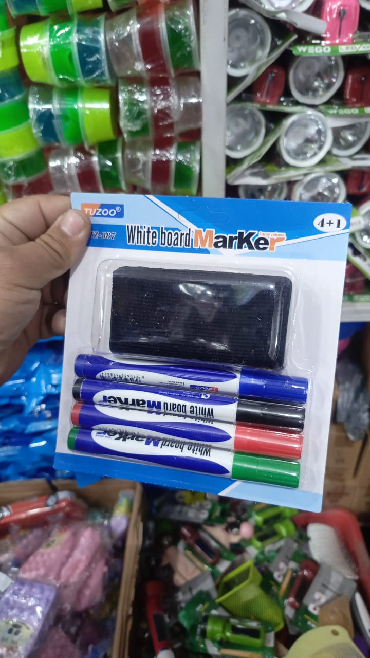 Dry Erase Whiteboard Markers Set �4 Vibrant Colors with Duster, Refillable & Eco-Friendly, Perfect for Home, School, and Office