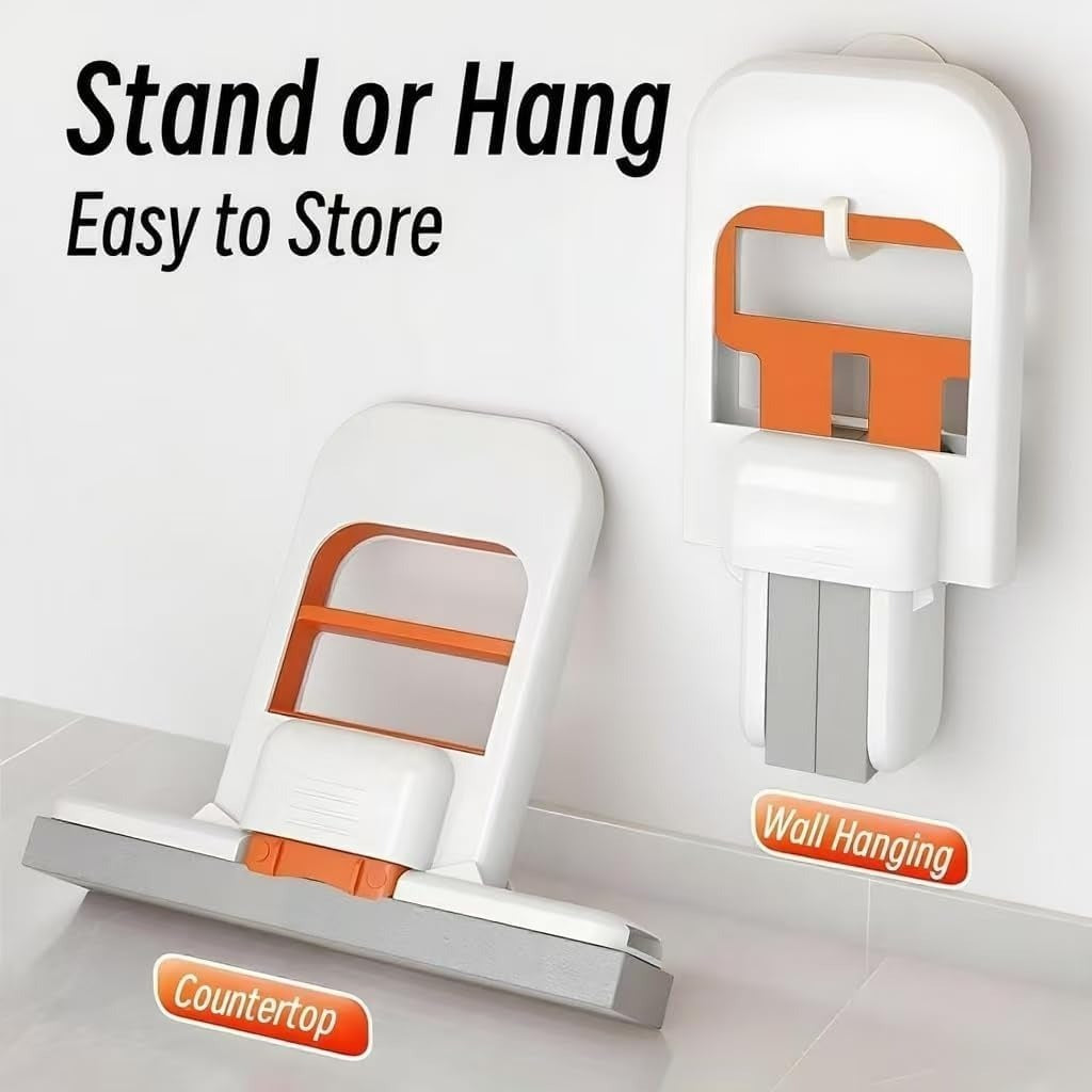 Foldable Desktop Mini Sponge Mop | Portable Wet & Dry Cleaning | Self-Squeezing Mop for Kitchen, Bathroom, Car & Glass