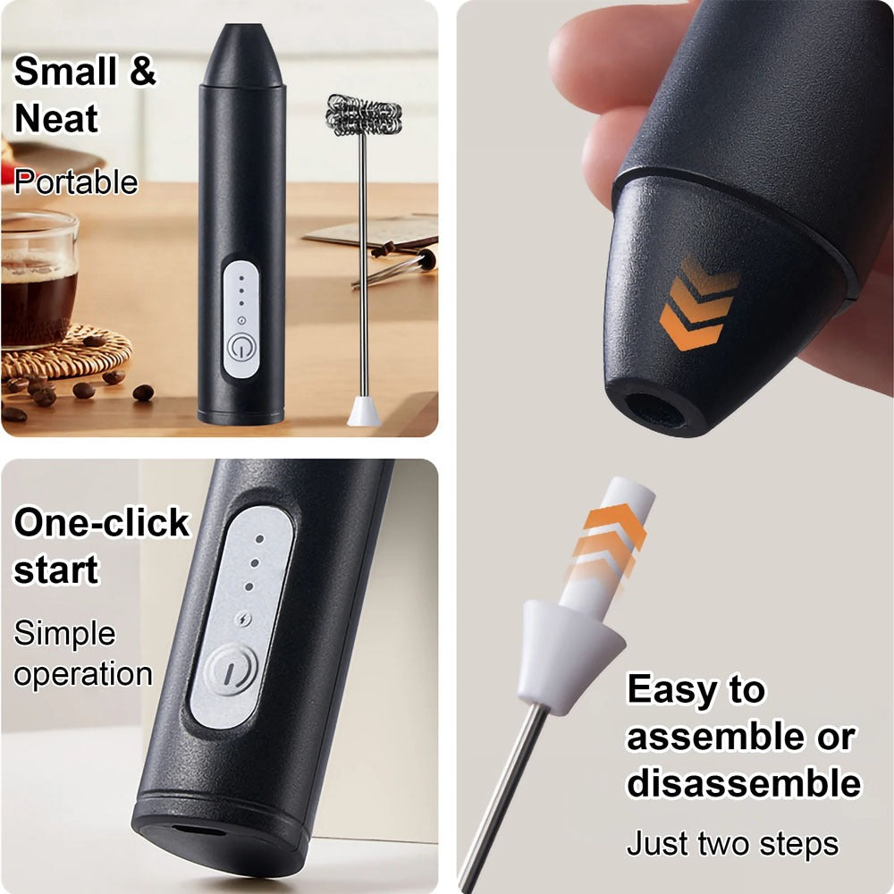 Rechargeable Coffee Beater �USB Milk Frother for Coffee, Cappuccino, Latte, Matcha & Hot Chocolate | Powerful High-Speed Stainless Steel Whisk Mixer