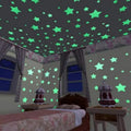 Pack of 100 -  Multicolor 3D Glowing Star Night Dark Room Decor