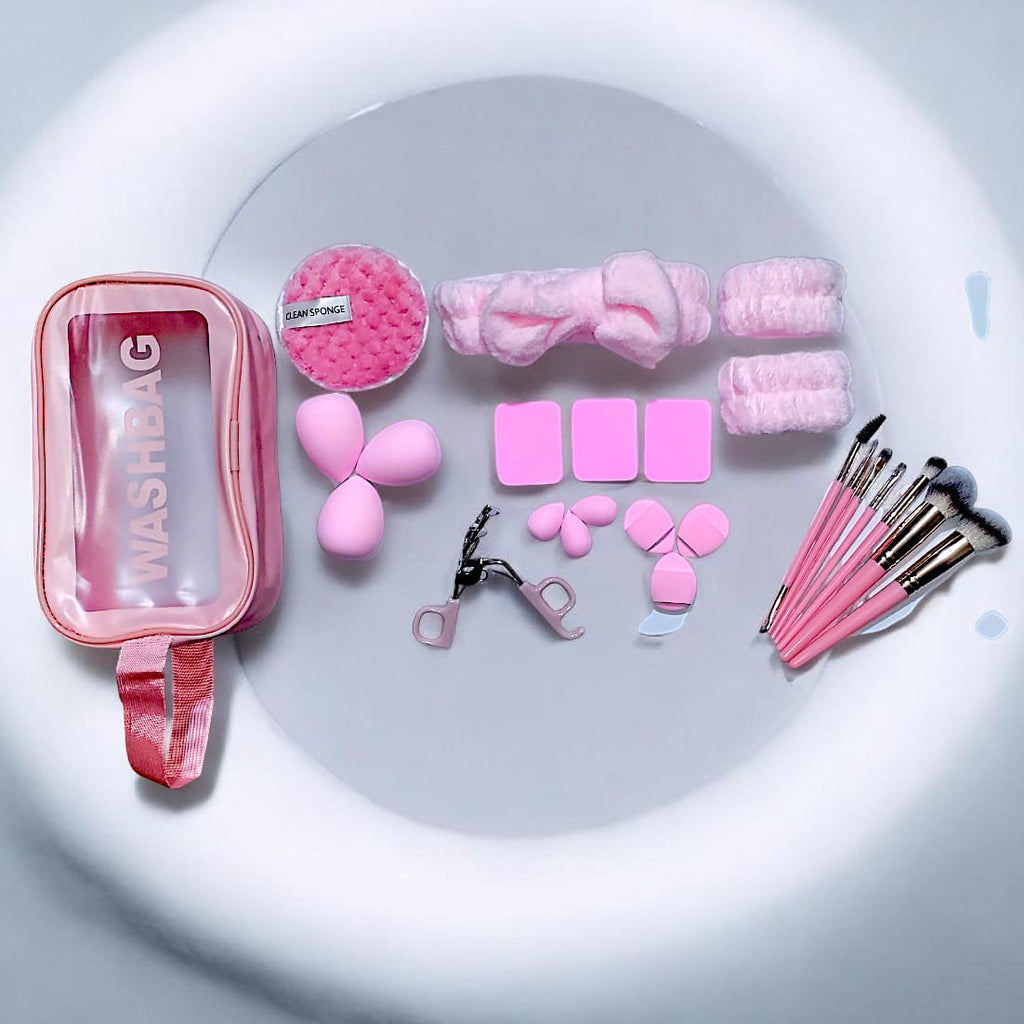Multipurpose Travel Makeup Kit with Brushes, Beauty Blenders and Accessories Set ~ Random Color