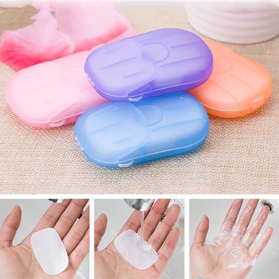 20Pcs Portable Disposable Soap Paper Sheets �Mini Travel Hand Washing Soap Papers for Outdoor, Camping & Hiking