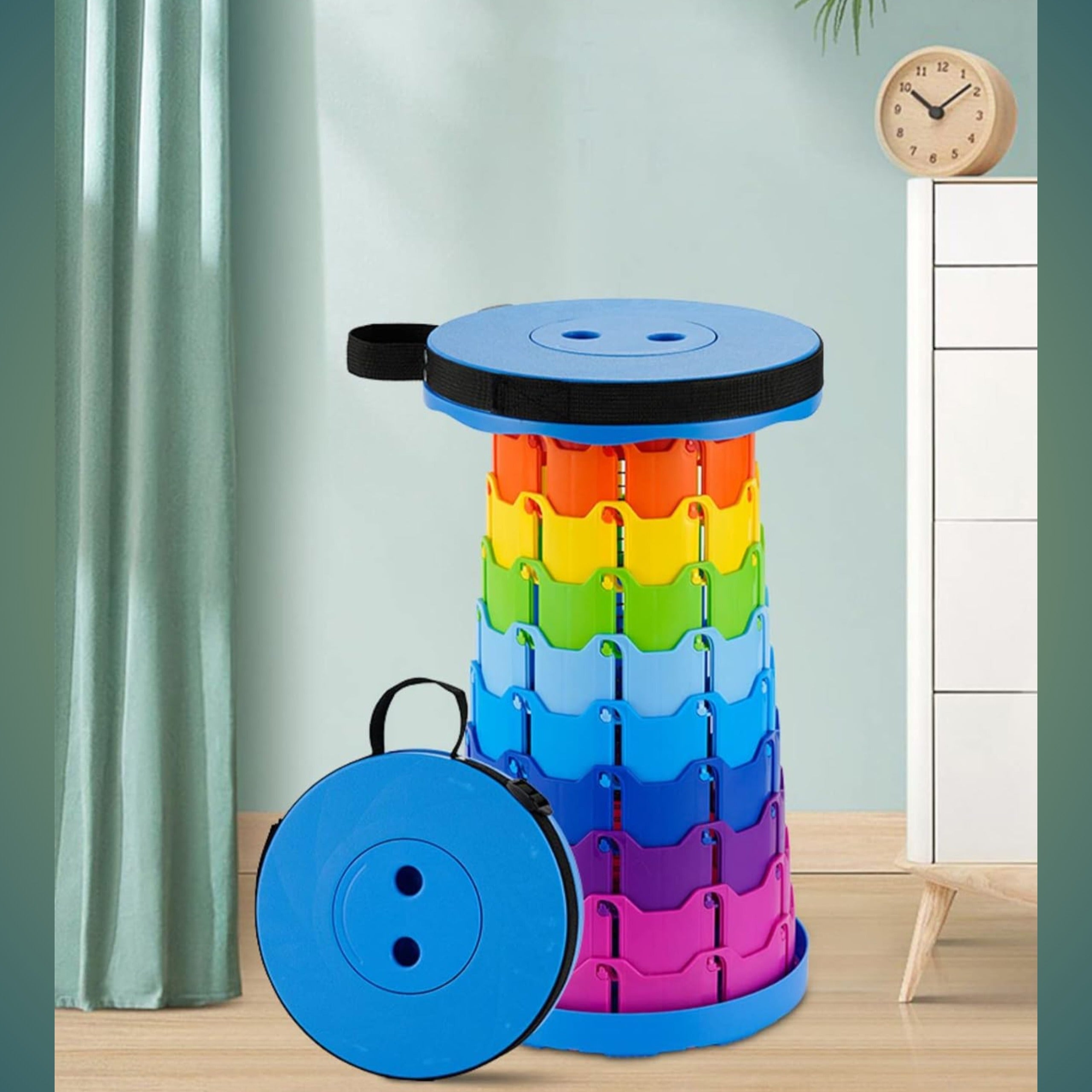 Portable Telescoping Stool, Folding Stool Lightweight &amp; Sturdy, Retractable Telescopic Stool For Gardening, Camping, Travel, Fishing, Hiking And Bbq(Multi Color)