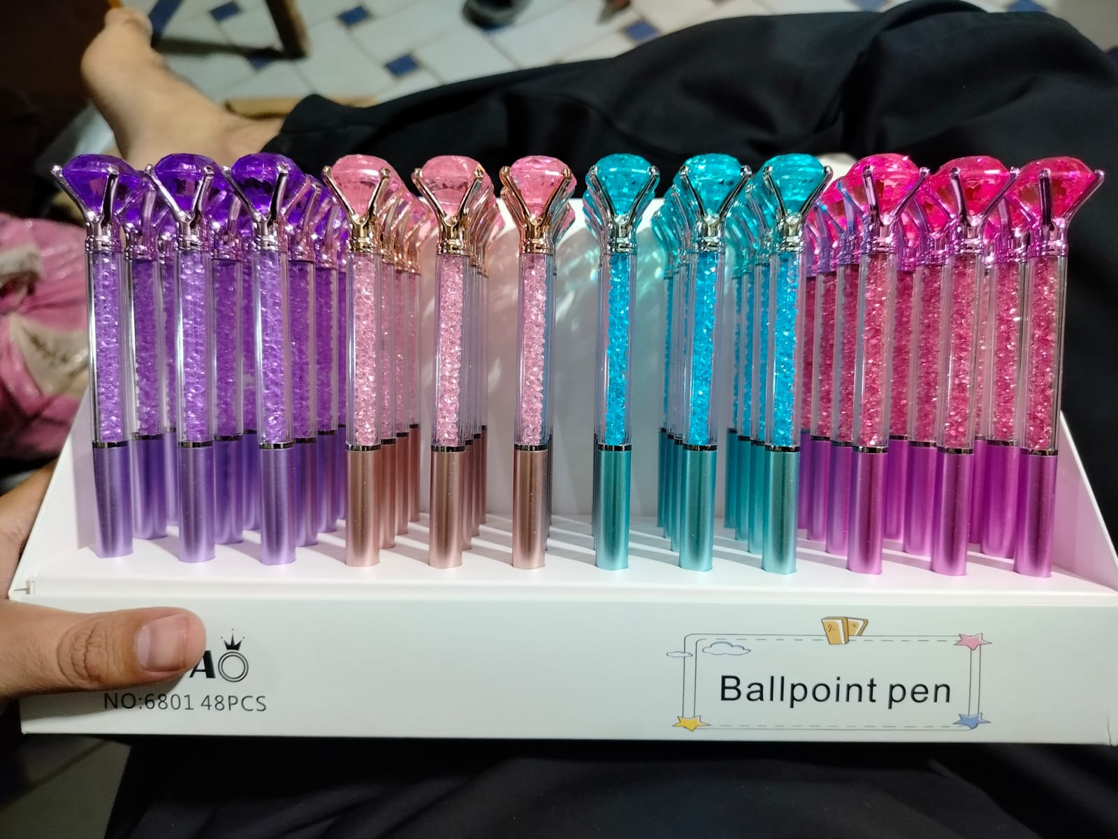 Diamond Ballpoint Pens Elegant Design Smooth Writing Comfortable Grip Durable Build Perfect For Office School And Daily Use (Random Color)