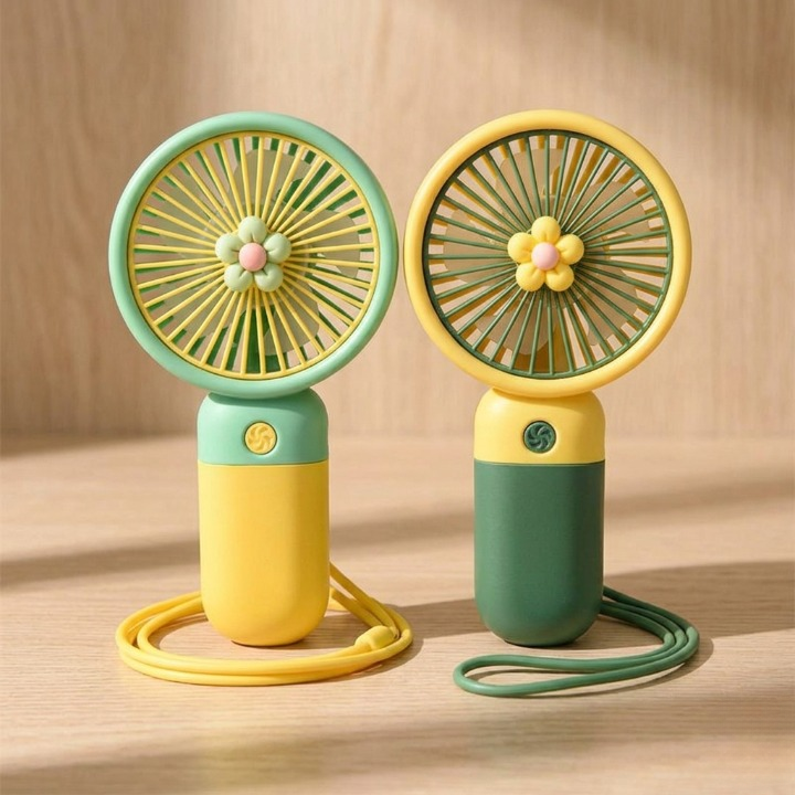 3 Speed Rechargeable Hand Fan �Mini Handy Fan For Kids With Stand (Random Color)