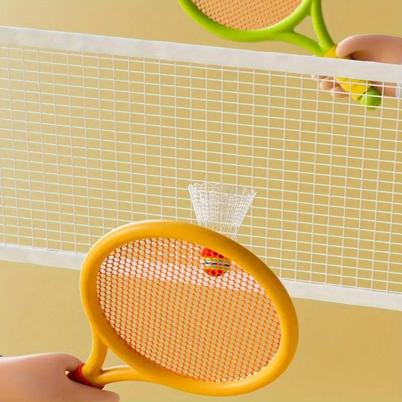 Kids Badminton & Tennis Racket Set �Easy-To-Handle Outdoor Sports Toy With 2 Rackets, 1 Ball, And 1 Shuttlecock For Fun Indoor & Outdoor Play (Random Color)