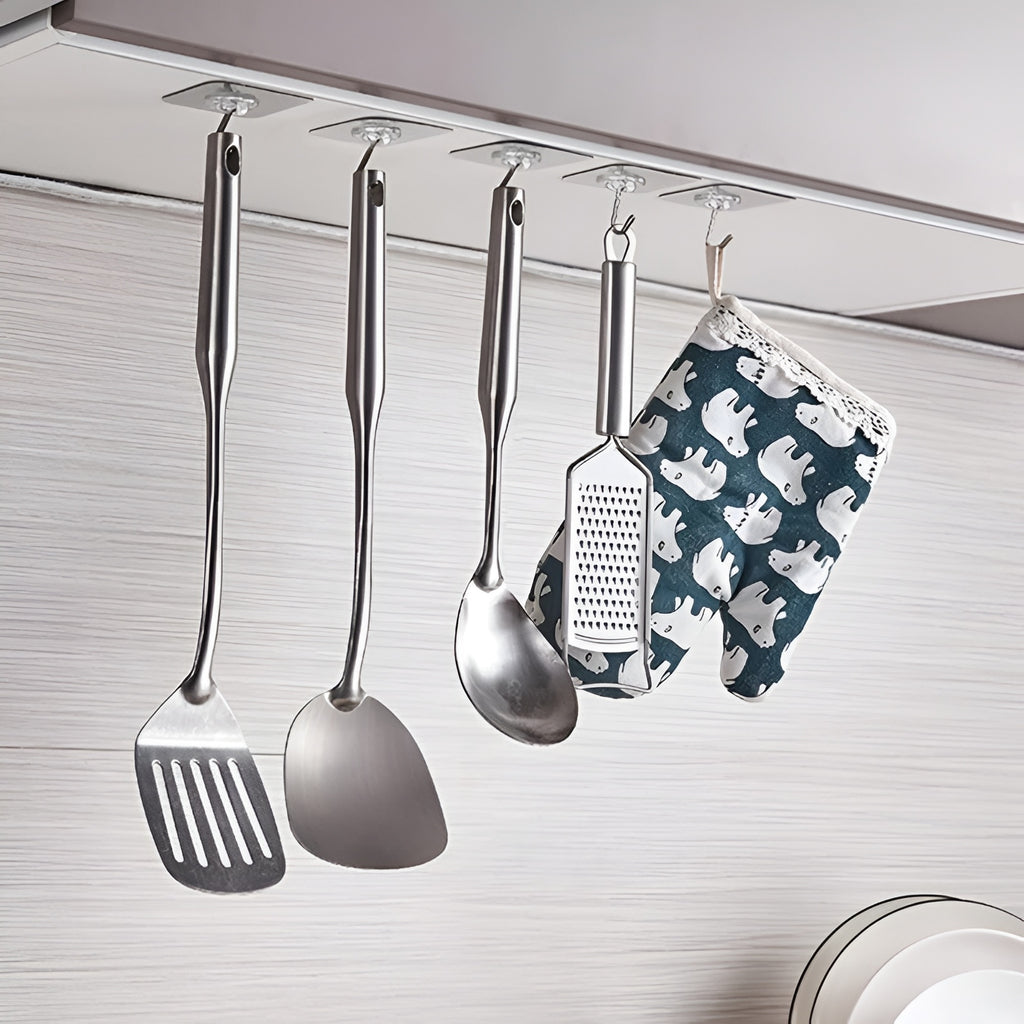Transparent Self-Adhesive Wall Hook �Strong Hold | No Drill | Damage-Free Hanging Pack of 10