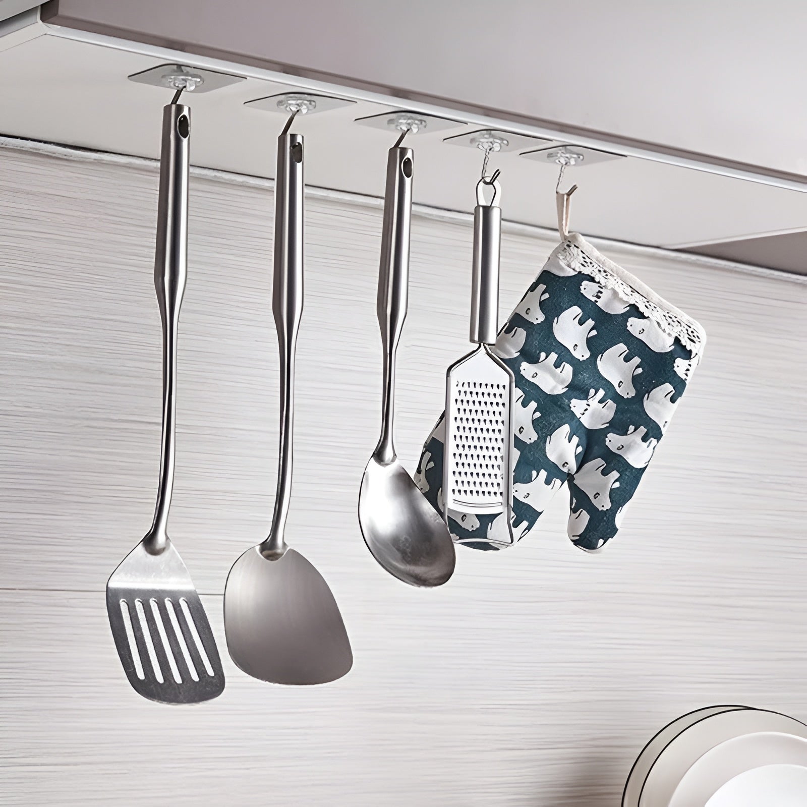 Transparent Self-Adhesive Wall Hook �Strong Hold | No Drill | Damage-Free Hanging Pack of 10