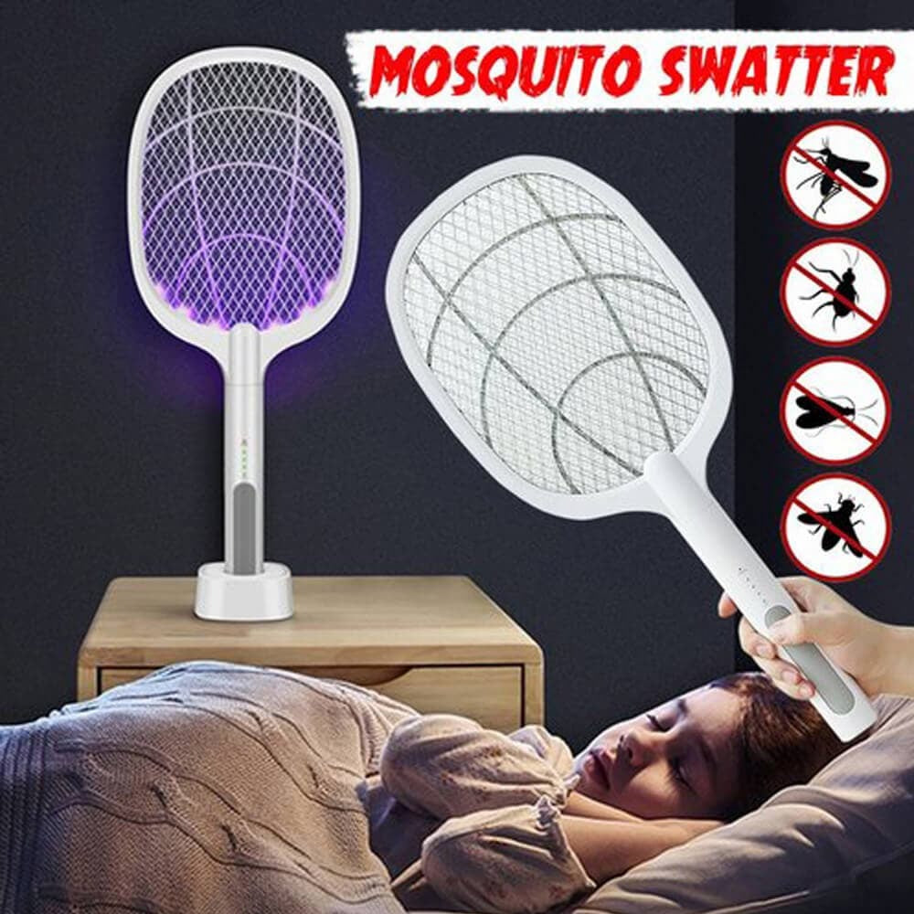 Rechargeable Mosquito Racket With Stand �Electric Insect Killer Bat For Indoor And Outdoor Use (Random Color)