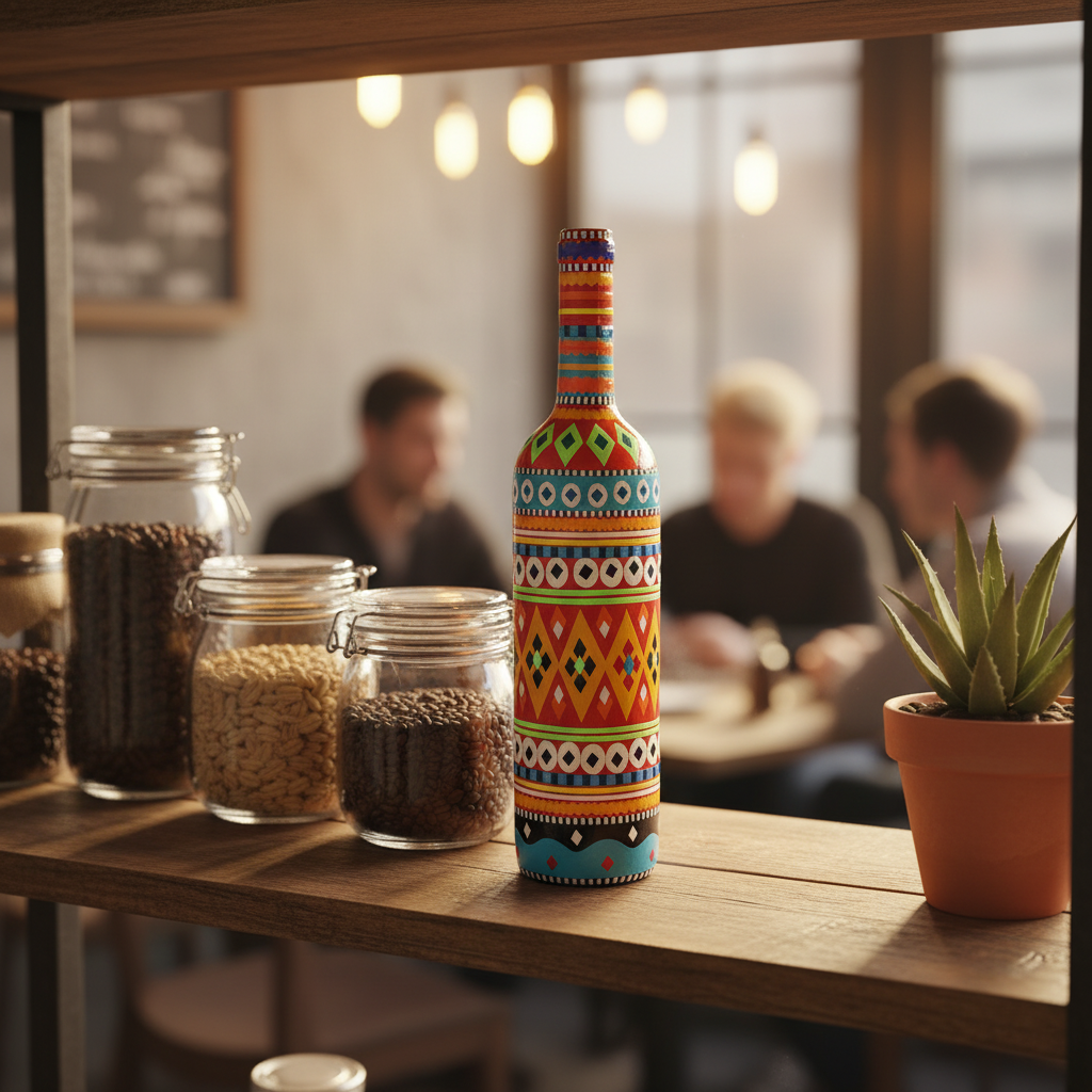 Traditional Truck Art Decorative Glass Bottle Vase – photo 3