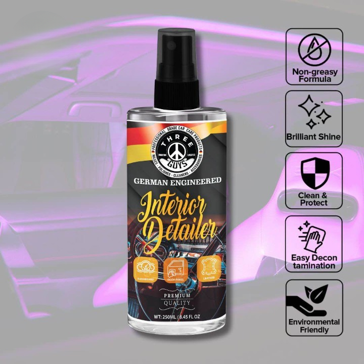 Interior Detailer (Premium Quality) Clean. Refresh. Protect. �All in One Spray | THREE GUYS �German Engineered �250ml