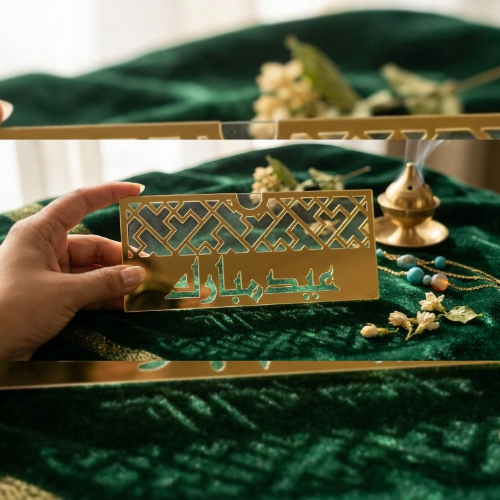 Acrylic Eid Mubarak Eidi Envelope / Eidi Box for Cash Gifts �Premium Festive Money Holder (Random Design)