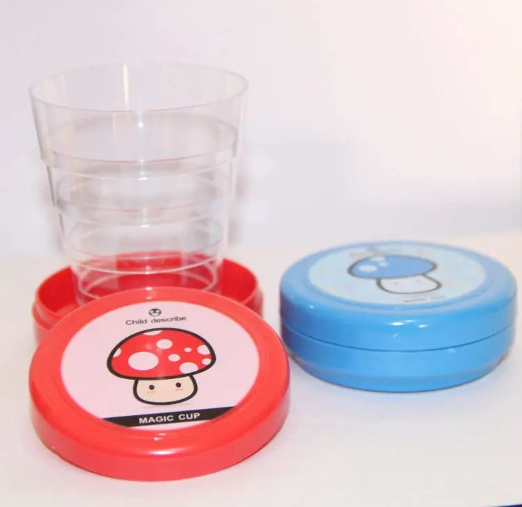 Pack of 2  Magic Glass for Kids, Folding Collapsible Magic Cup, Foldable Mug Glass for Travel, Outdoors, Hiking (Random Color)
