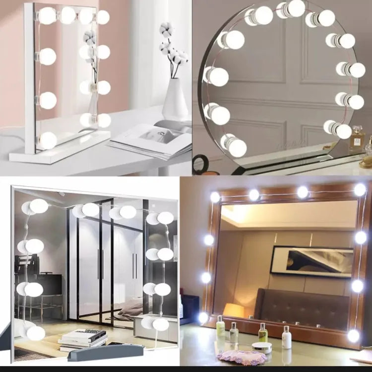 Vanity Mirror Fill Light Adjustable Luminance 3 Colors LED USB Wall Bulbs String For All Pretty 3 Colors Dimmable Vanity Light(10 Bulbs)