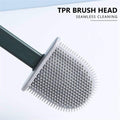 Toilet Brush Silicone Brush Toilet with Quick Drying Holder (Random Color)