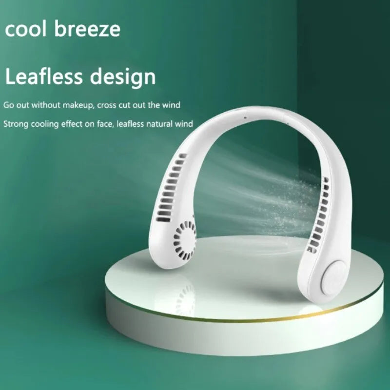 X5 Leafless Hanging Neck Fan with Adjustable Neck Band - Portable Rechargeable Neck Fan - Neck Fan For Summer (Random Color)