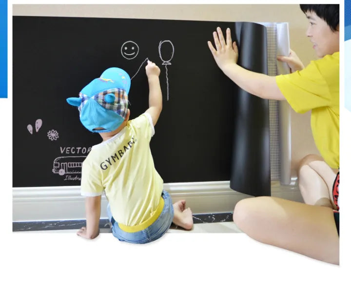 PVC Vinyl Black Board Wall Sticker Removable, with (2 pcs chalks)  For Kids Bedroom Size/Dimension 16*60 cm Size