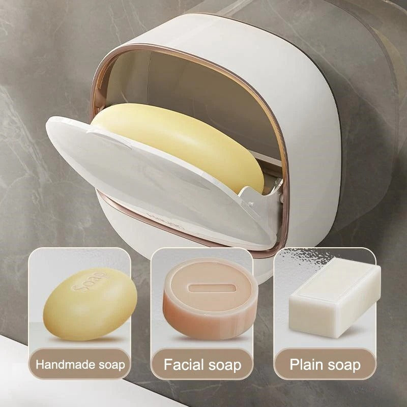 1PC Soap Box Wall Mounted Light Luxury Soap Holder Punch Free Drain Laundry Soap Box Easy Cleaning | Random Colour
