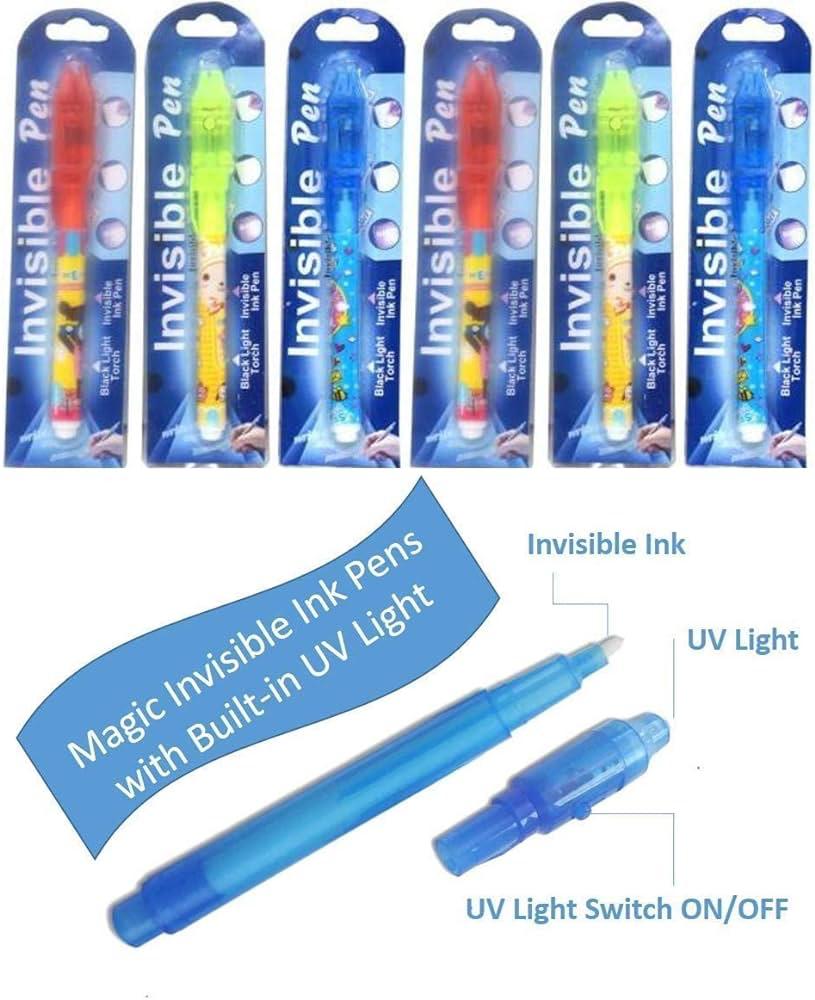 Secret Message Pen Invisible Colorless Ink or Spy Magic Pen with Uv Light  (Set of 6)