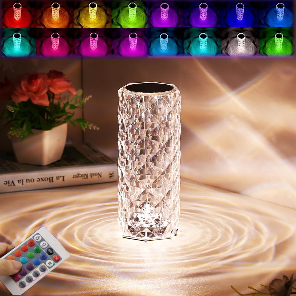 Crystal Rose Diamond Lamp �16 Colors Changing LED Touch Lamp with Remote & USB Charging