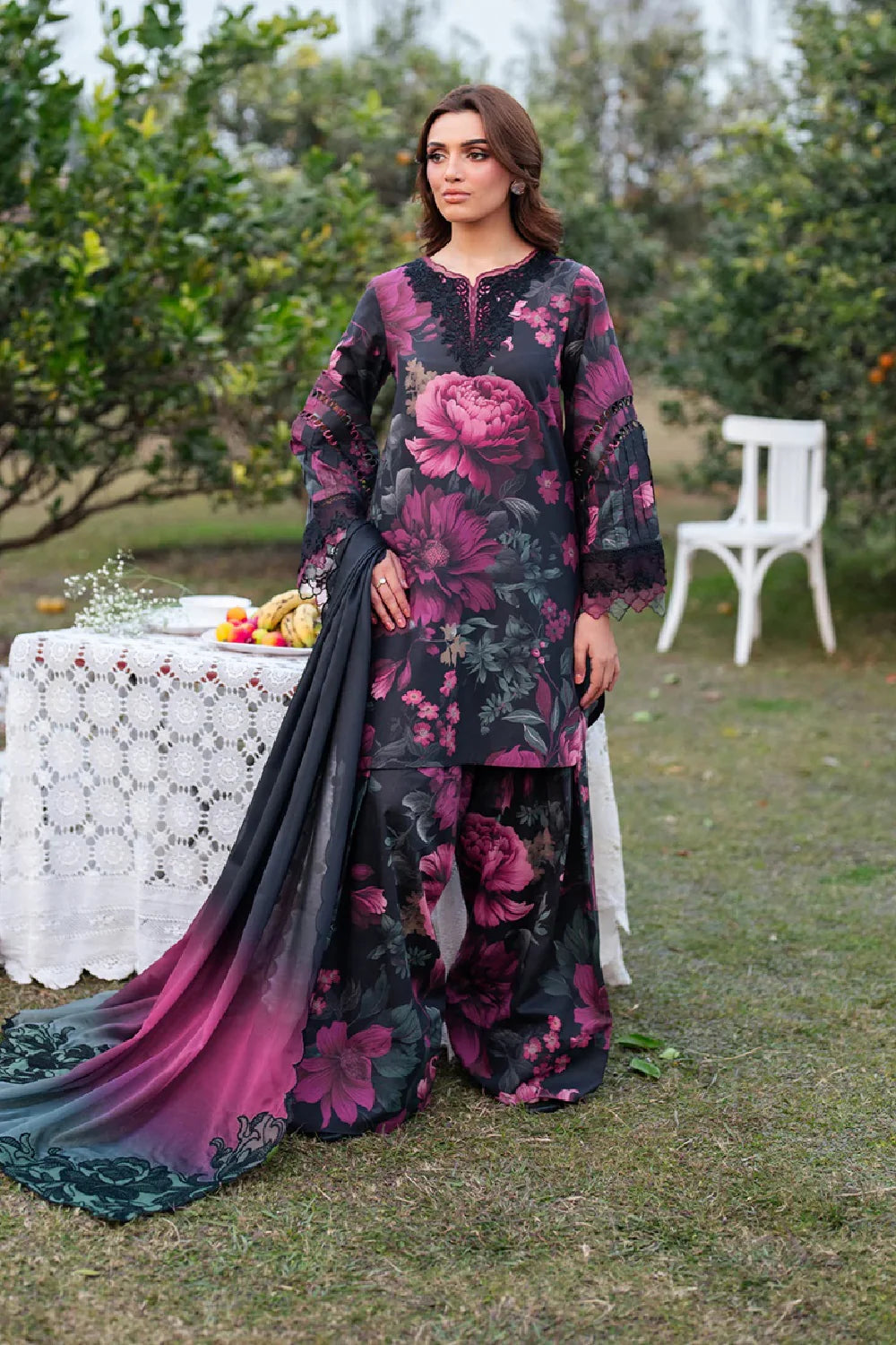 Iznik Digital Printed 3Pc Embroidered Lawn Unstitched Suit with Chiffon Dupatta �Summer Collection 2026