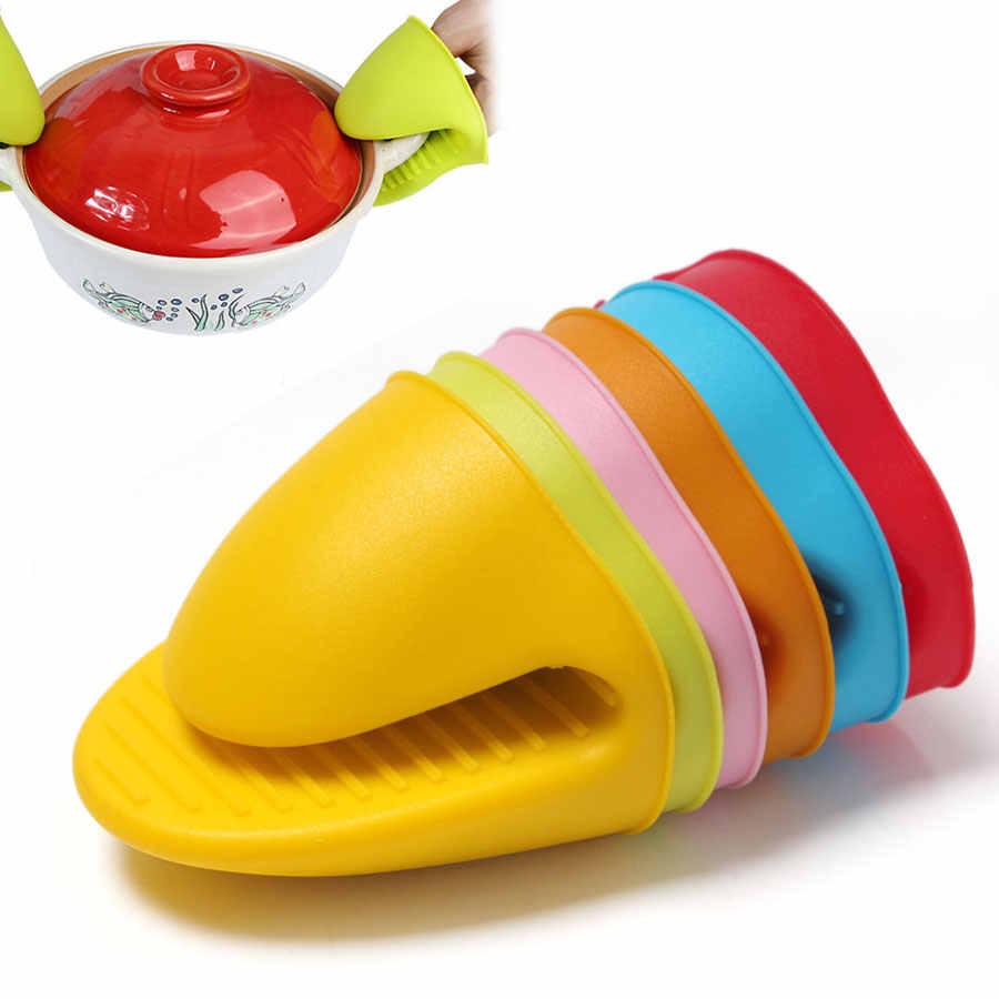 1 Pair Silicone Heat Resistant Glove Clip �Non-Slip Insulation Pot & Bowl Holder, Cooking and Baking Oven Mitt (Random Color)