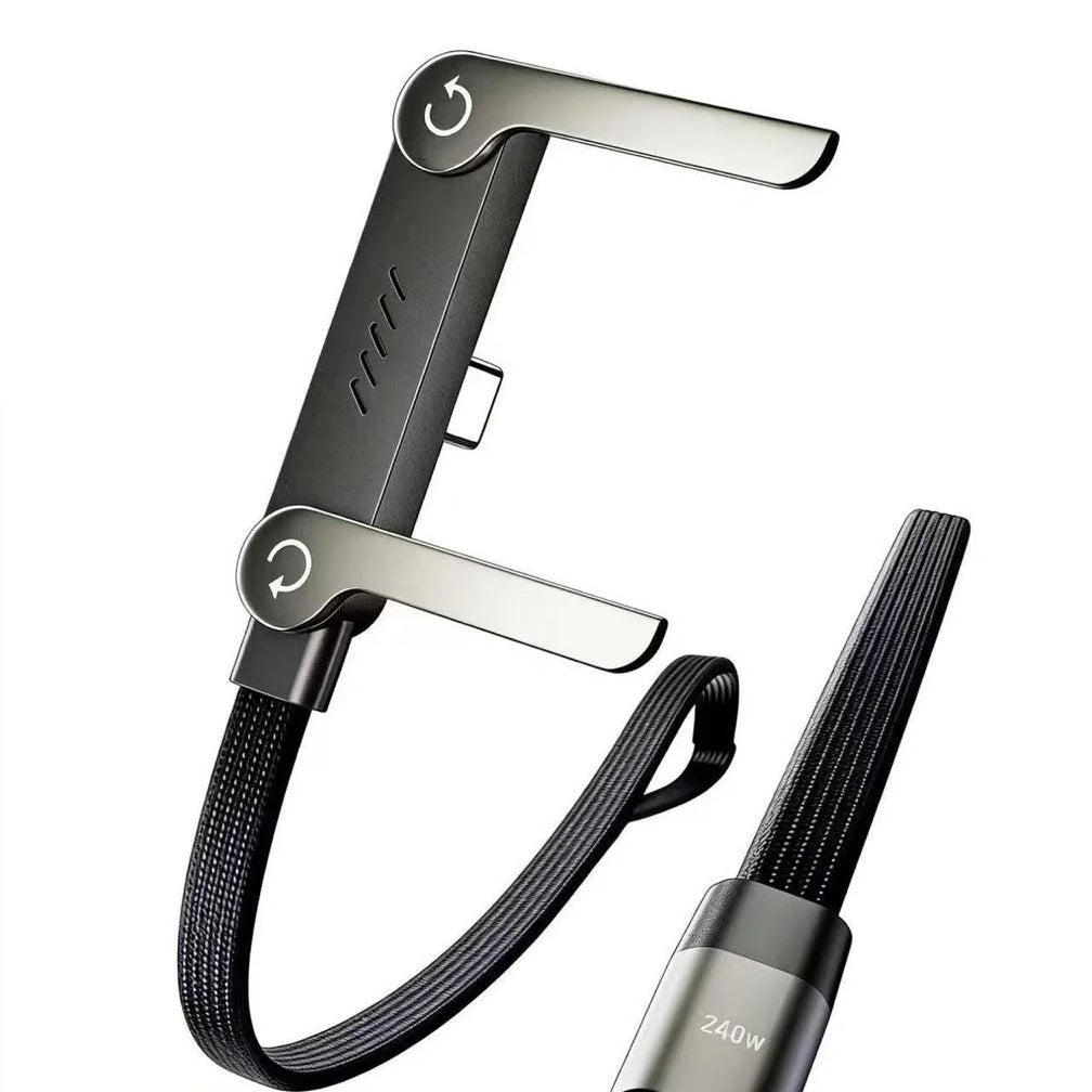 240W Type-C to Type-C Fast Charging Cable with Adjustable Stand �1.5M PD 3.1 90? Elbow Gaming Cable