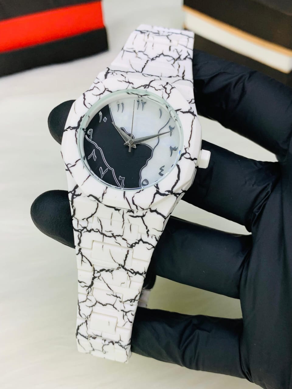 New Arrival Arabic Aura White Marble Edition Watch for Men & Women �Premium Quartz Analog Wrist Watch with Unique Marble Strap