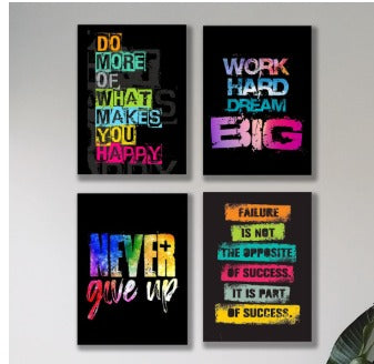 Classic Set of 4 Motivational Wall Art Wooden