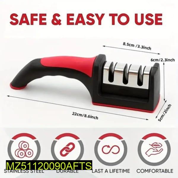 3-in-1 Stainless Steel Knife Sharpener Red Black