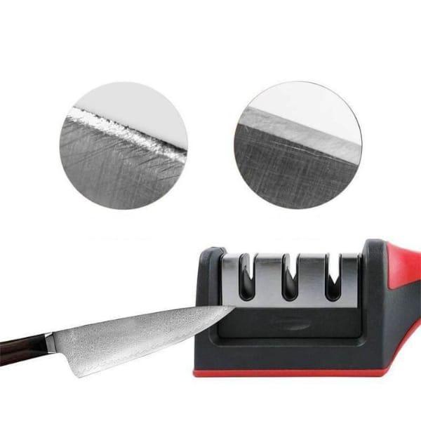 3-in-1 Stainless Steel Knife Sharpener Red Black