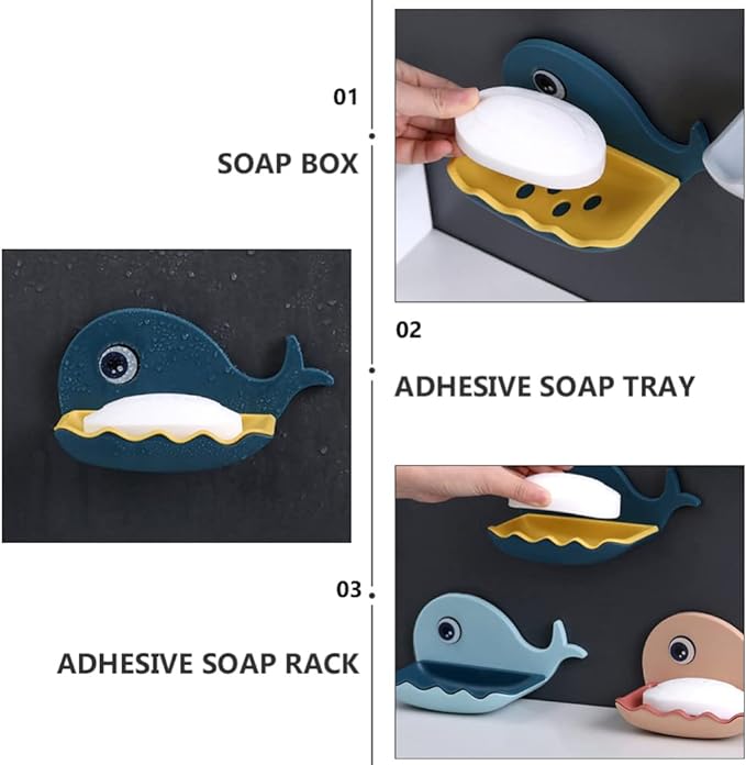 Whale Fish Shaped Soap Holder for Bathroom |  Wall Mounted Soap Bar, Holder Rack for Shower Wall, Kitchen, Bathroom - random color(1 PC)