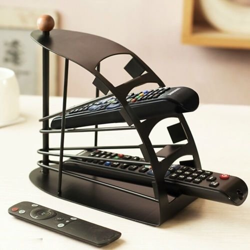 Remote Holder Stand Durable Wooden Sticky Tile Design For Organized Storage