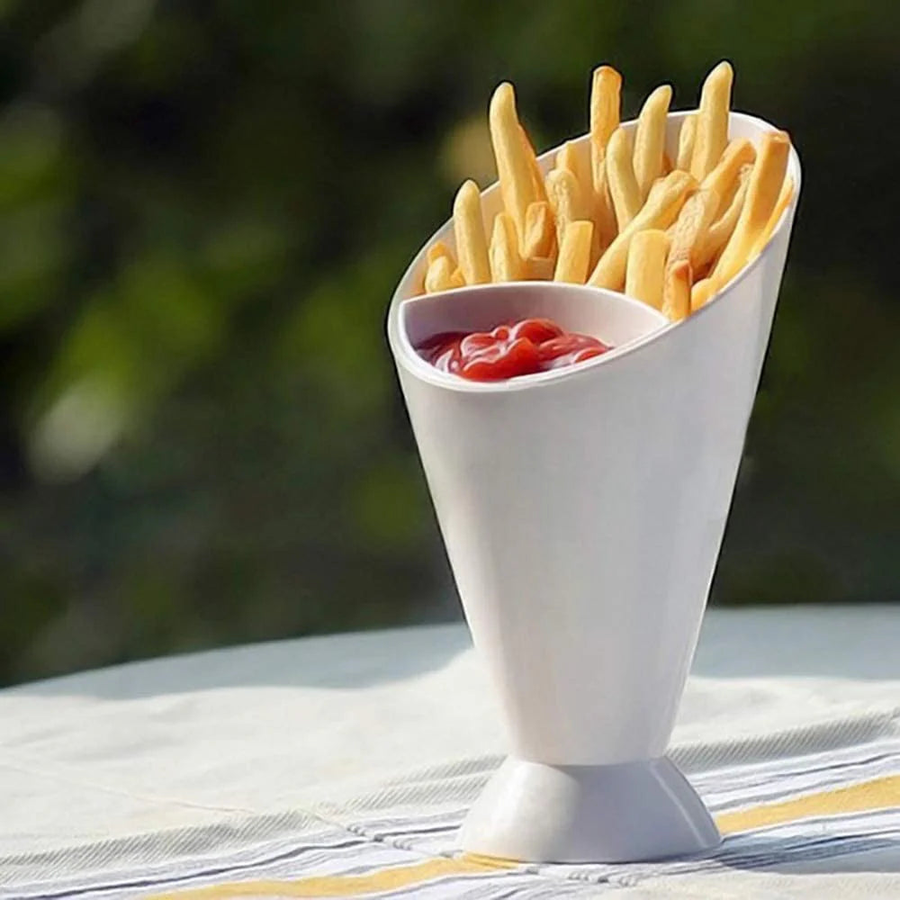 French Fries Cup potato Fries Holder with ketchup Holder for Sauce (Random Color )
