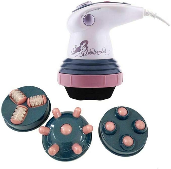 Electric Slimming Massager Handheld Body Weight Loss Professional Neck Shoulder Back Health Care Relaxation Tool with 4 Vibrating Heads( random color )