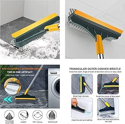 2 in 1 Floor Cleaning Brush Bathroom Tile Windows Floor Cleaning Brush with 120? Rotatable Head - Multipurpose Bathroom Floor Cleaning Brush - Floor Brush Scrubber - Without Box | Floor Cleaning Brush