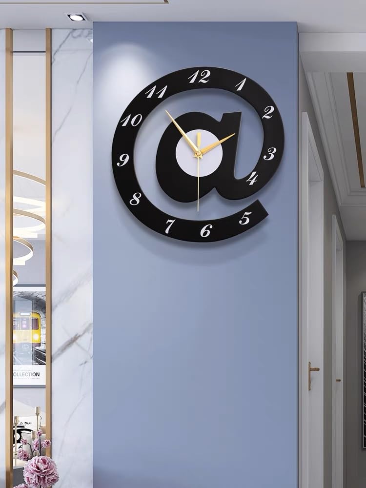 The Sign (@)3D Wooden wall clock for Living Room, Bed Room Home Decor Art &amp; Hanging Decorative Showpiece Items